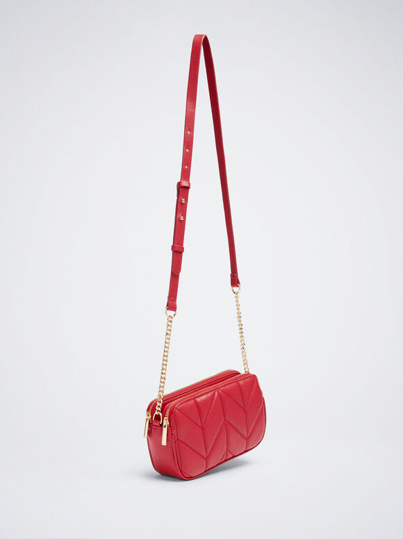 Bolsa matelassada com alça de corrente - Vermelha