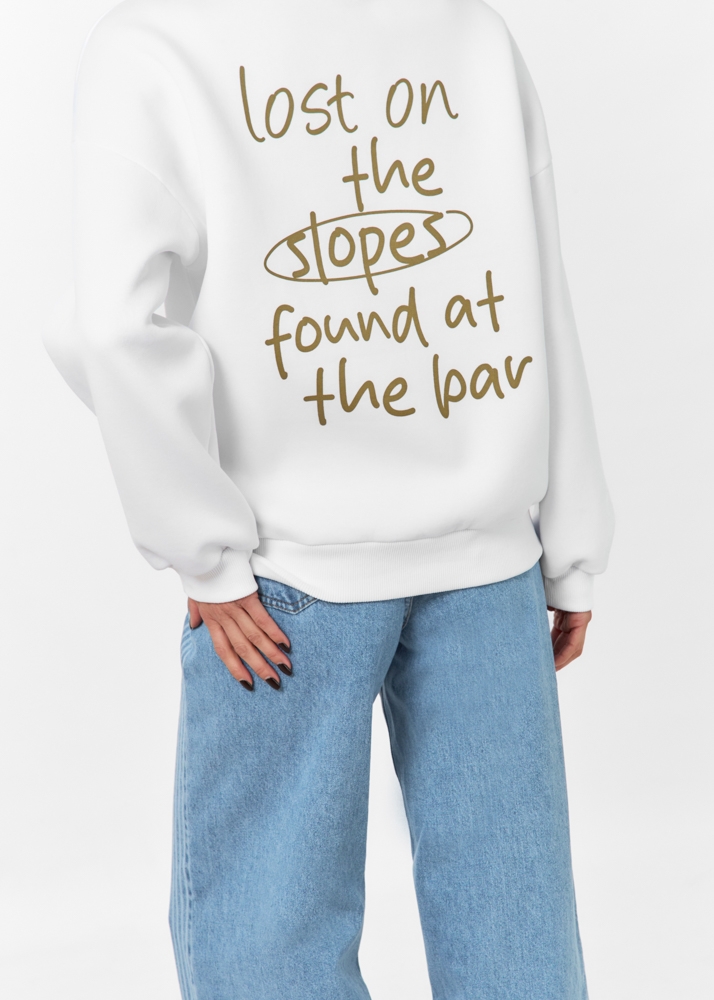 Lost on the slopes sweater wit