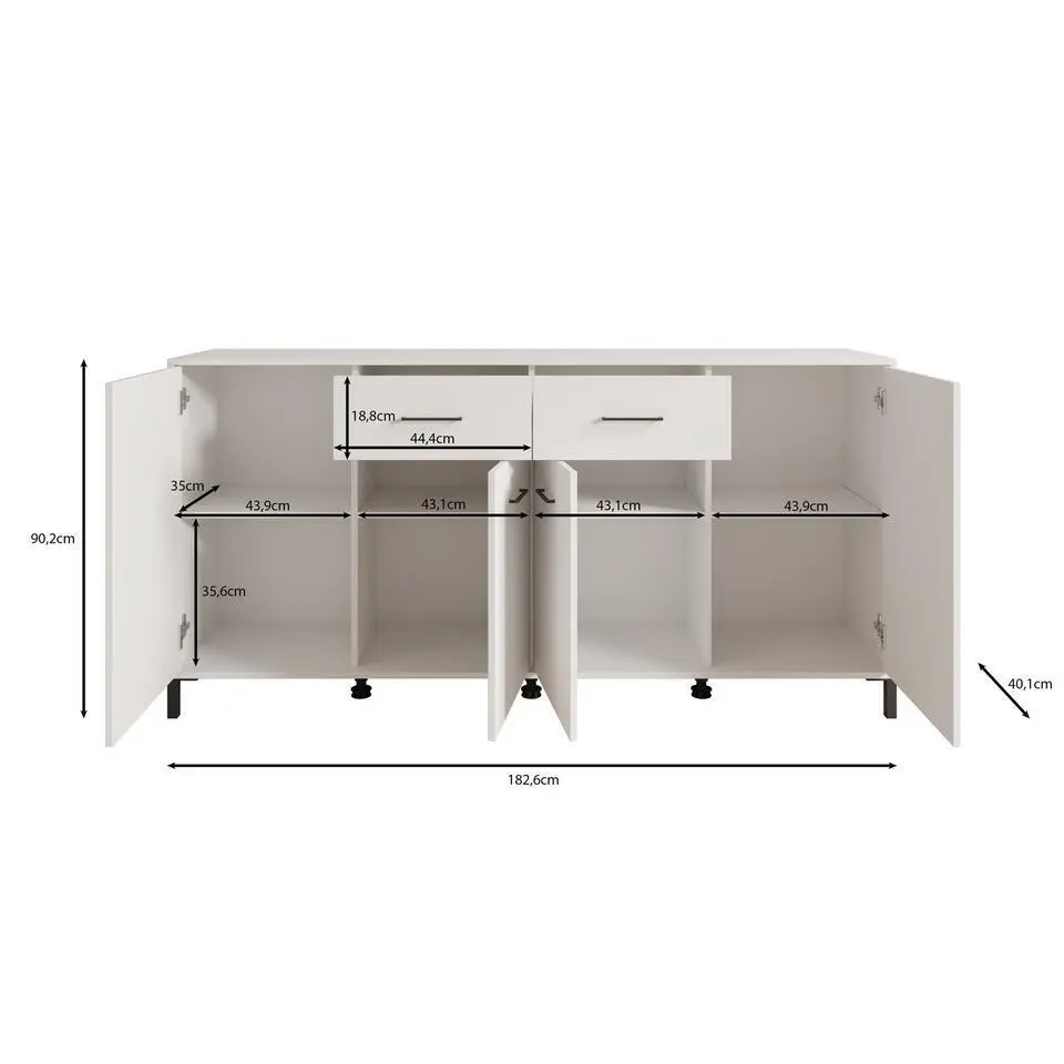 Meubella - Dressoir Vidor - Beige - 183 cm