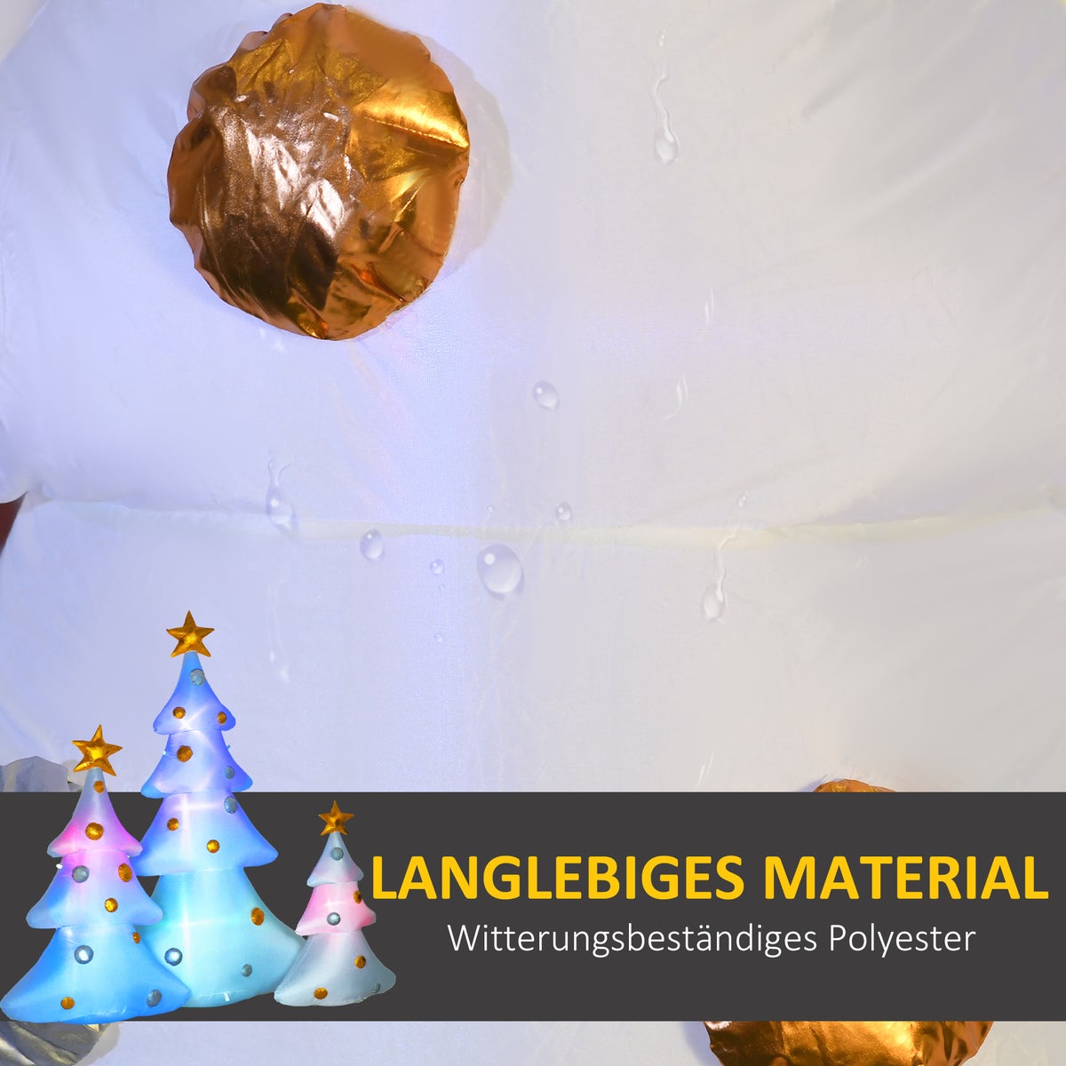 HOMCOM Opblaasbare kerstversiering met led-lampjes, set van 3, zelfopblazend, voor kerstfeestjes, 239L x 77B x 210H cm, polyesterstof, veelkleurig