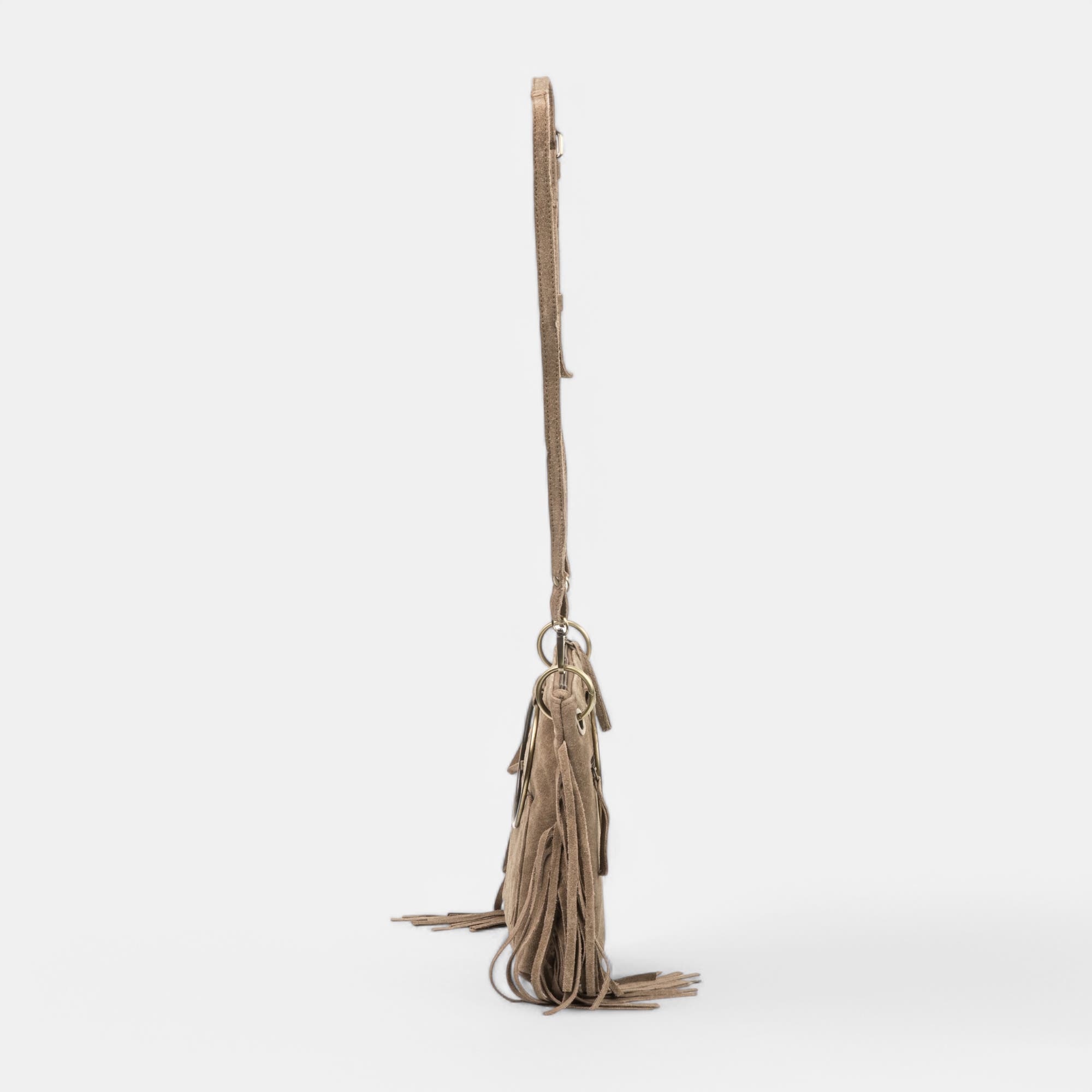 Sac bandoulière en cuir taupe