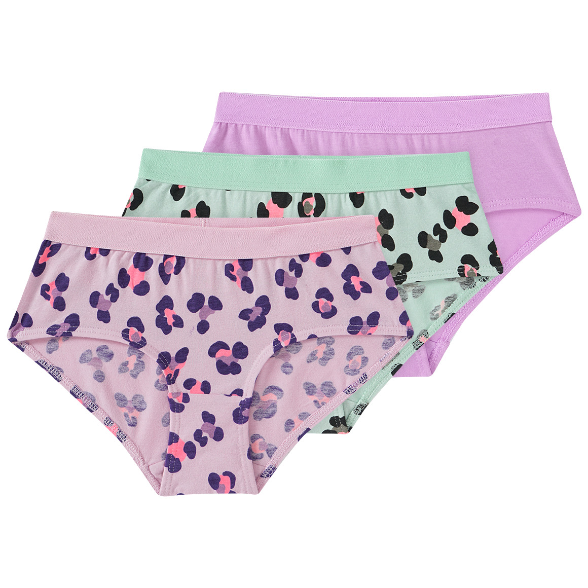 Yigga 3 Mädchen Pantys mit Elastikbund lila / flieder / grün