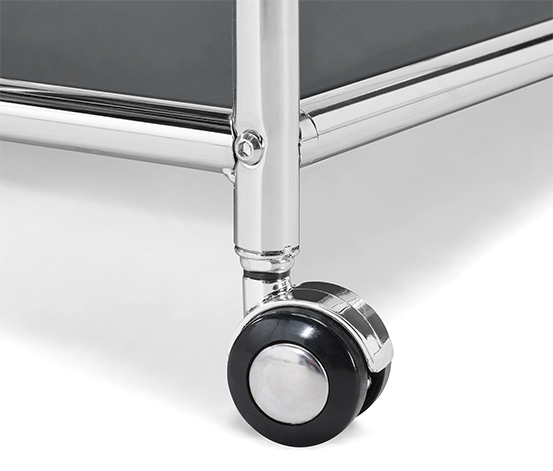 Couchtisch mit Rollen, Metall Glas