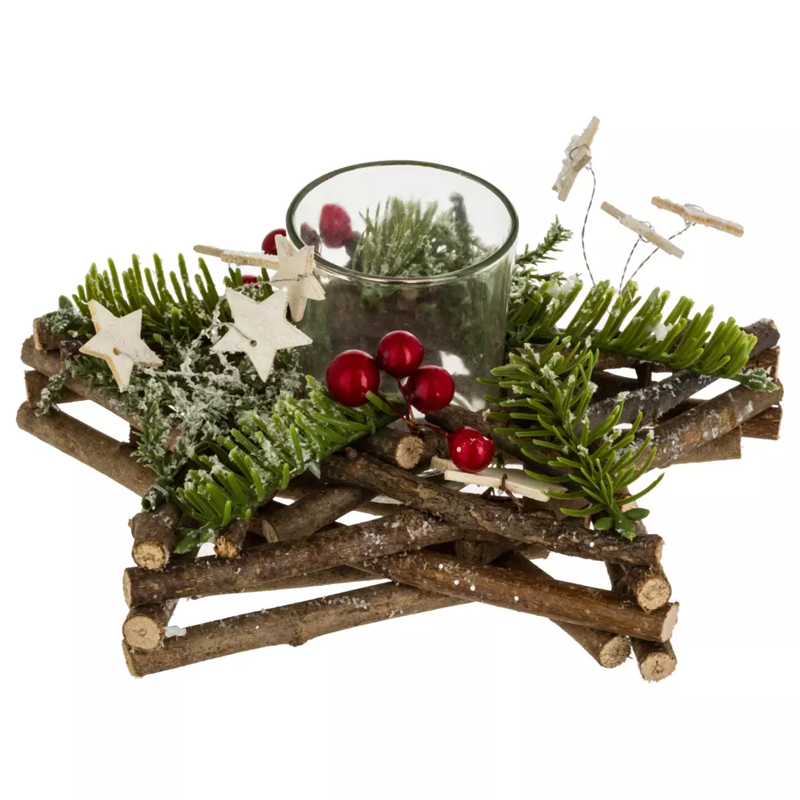 Bougeoir photophore (D20 cm) Etoile bois et forêt