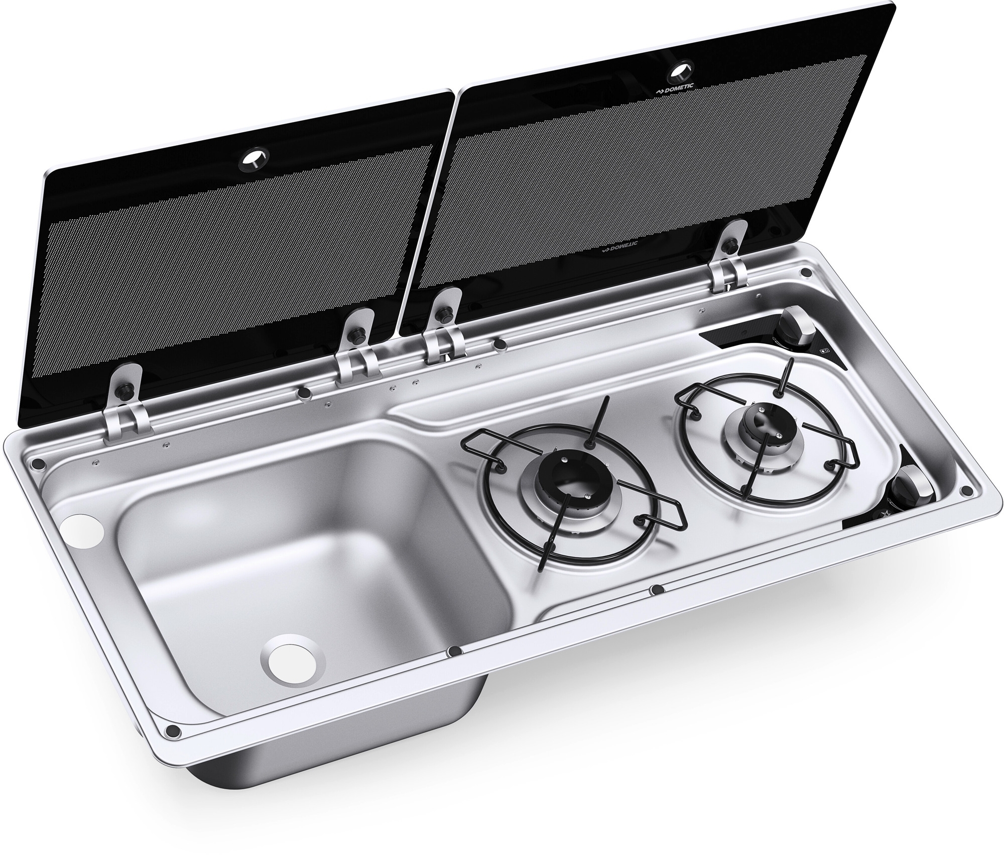 Dometic MO 9722L Kochfeld 2-flammig mit Glasdeckel 760 x 325 mm Spüle links