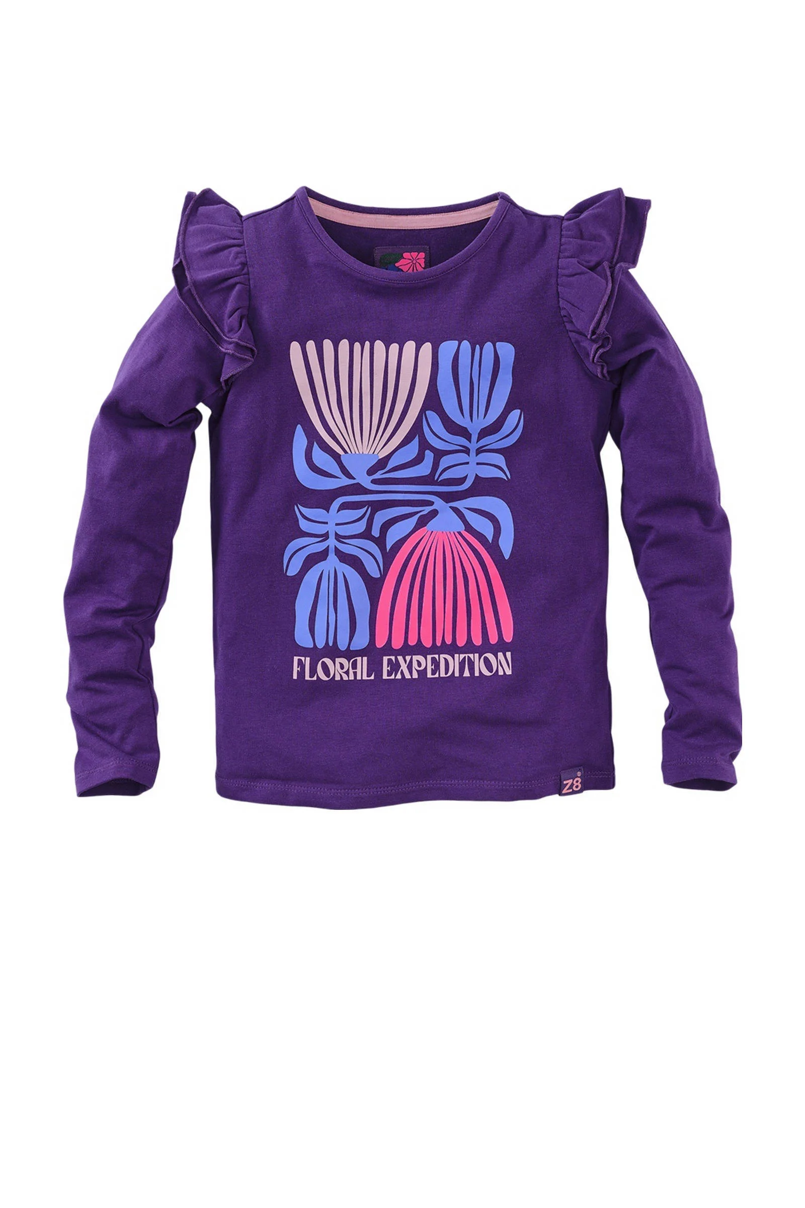 Z8 longsleeve Volente met ruches paars