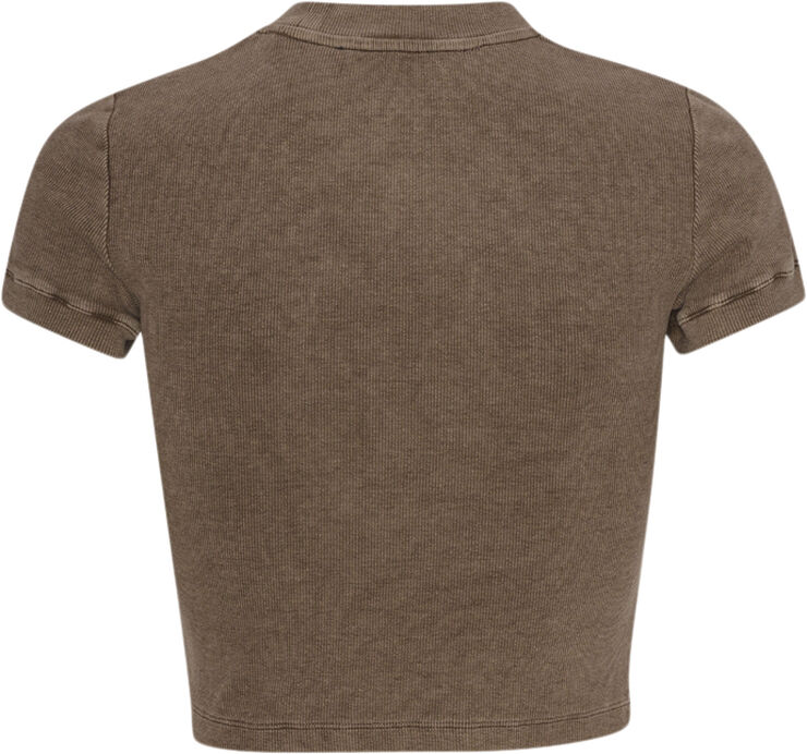 ROTATE Birger Christensen RIBBED CROPPED T-SHIRT Mustang