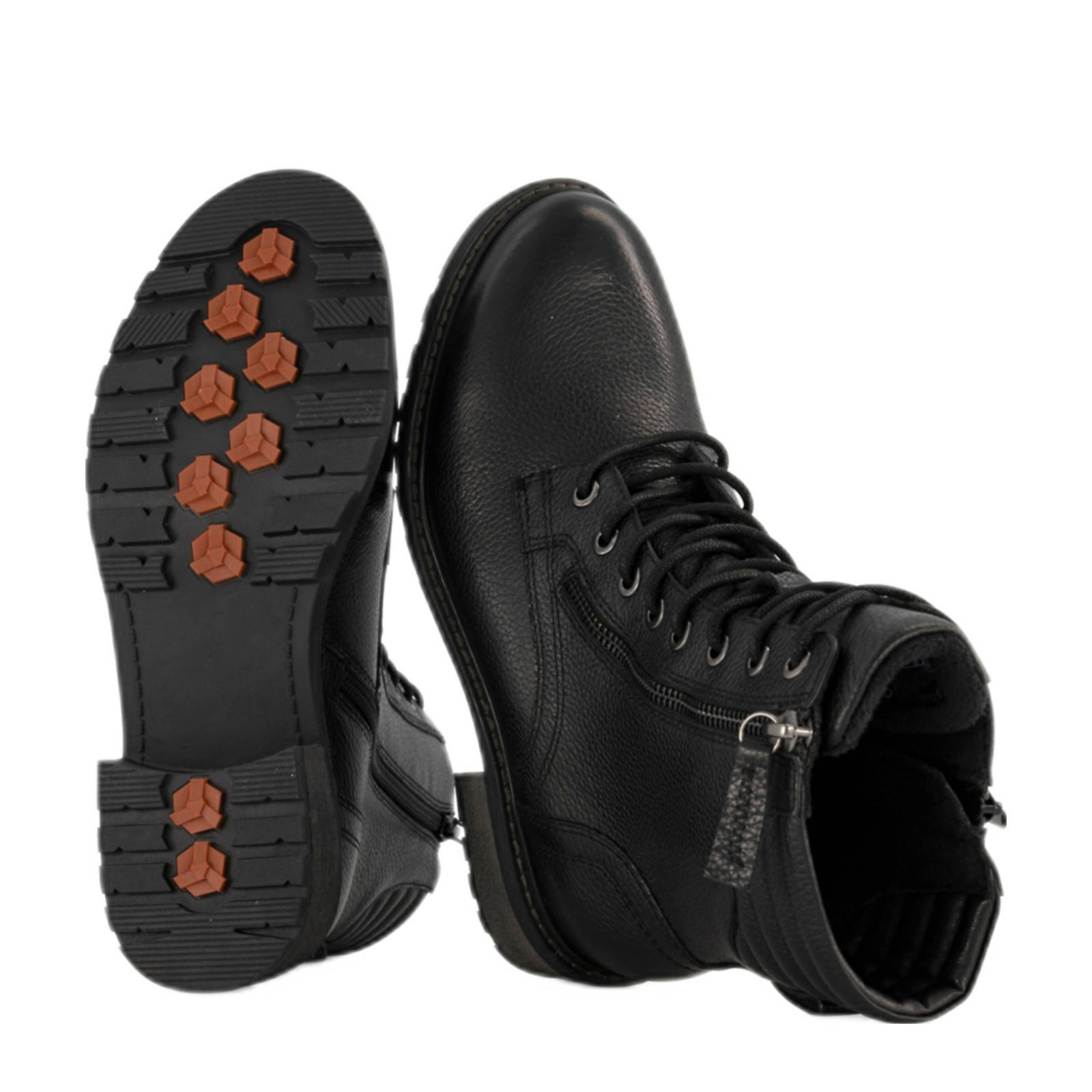 Medicus comfort leren veterboots zwart