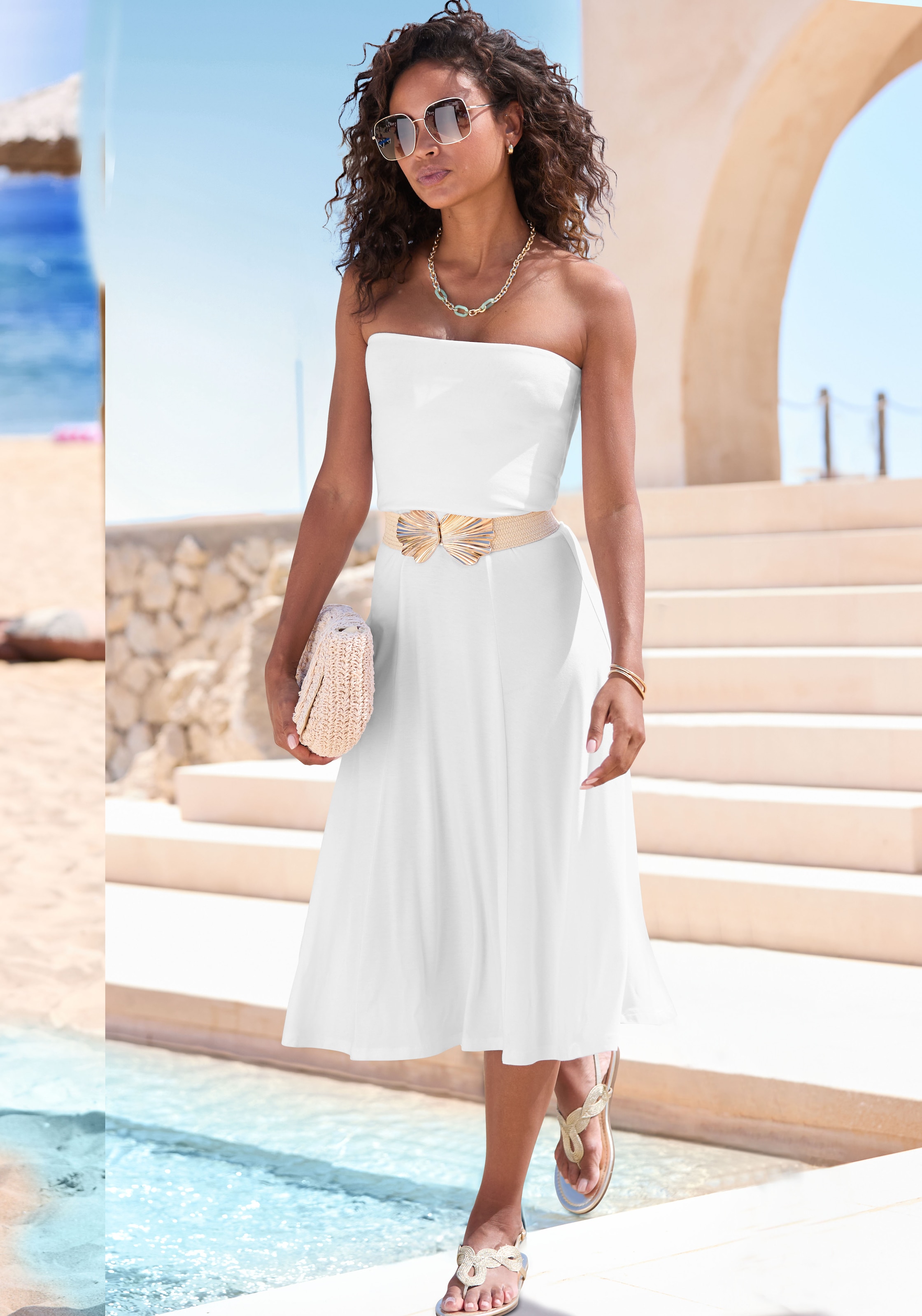 LASCANA Taillengürtel »Stretchgürtel« Schmuckgürtel, Gürtel für Kleid & Overall, Bast-Optik