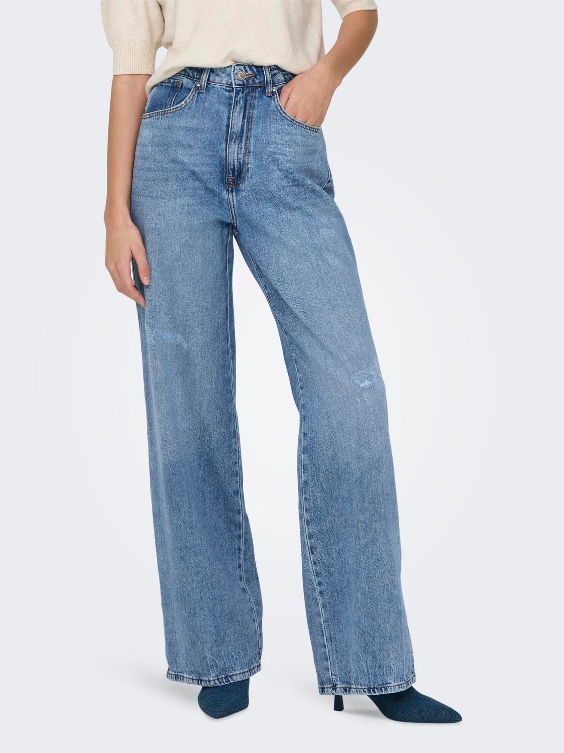 ONLHOPE Sehr hohe Taille Weiter Beinschnitt Jeans Light Blue Denim