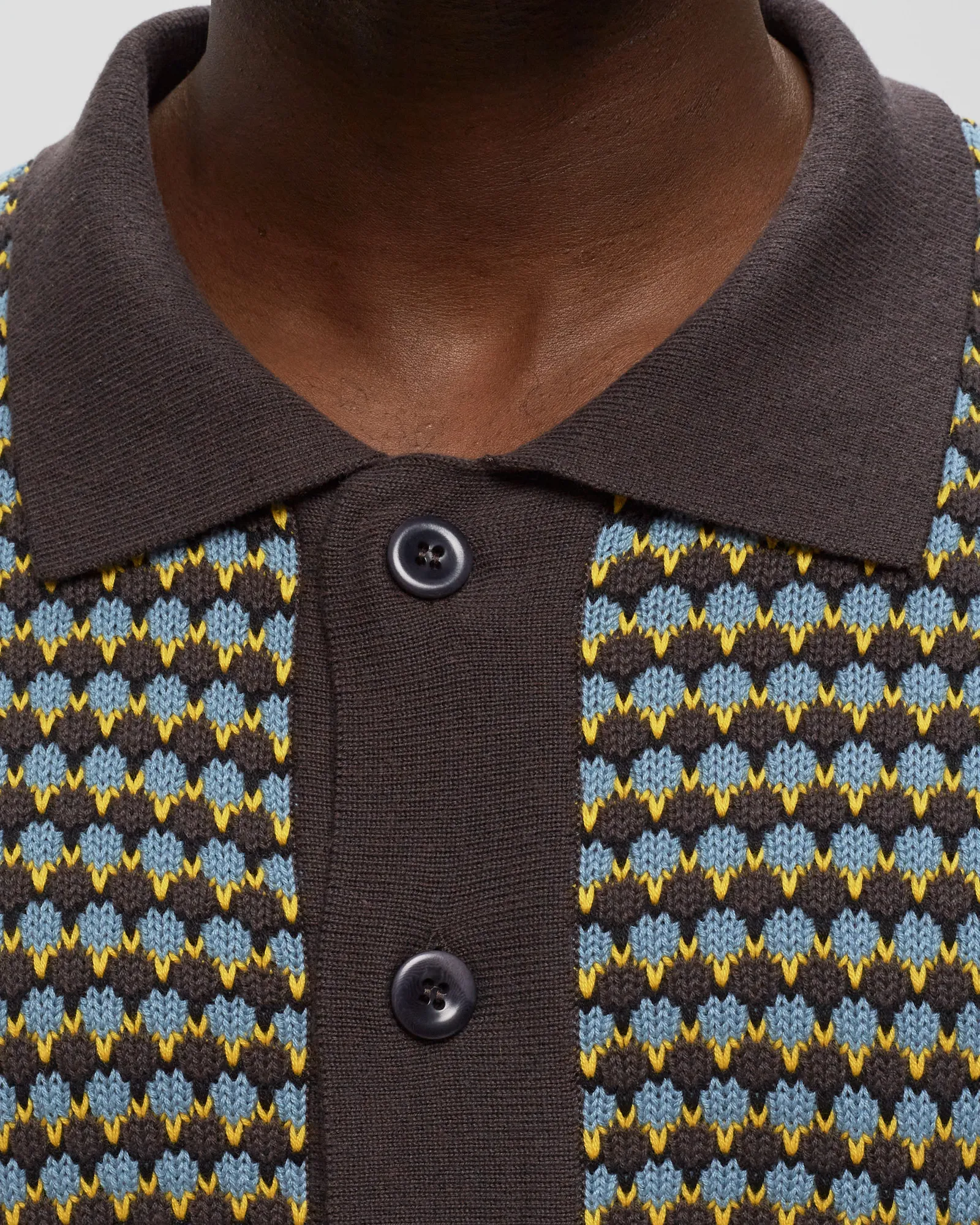 Awake KNIT CROCHET SHORT SLEEVE BUTTON DOWN