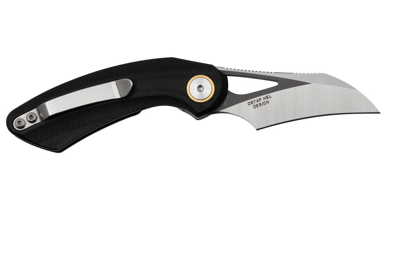 Bestech Bihai Grey DLC Stonewashed Satin, Black G10 BG53A-2 zakmes, Ostap Hel design