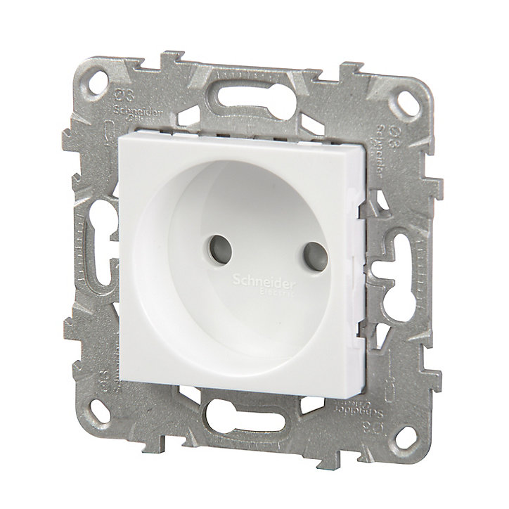 Mécanisme prise 2 pôles Schneider Electric Unica Déco blanc