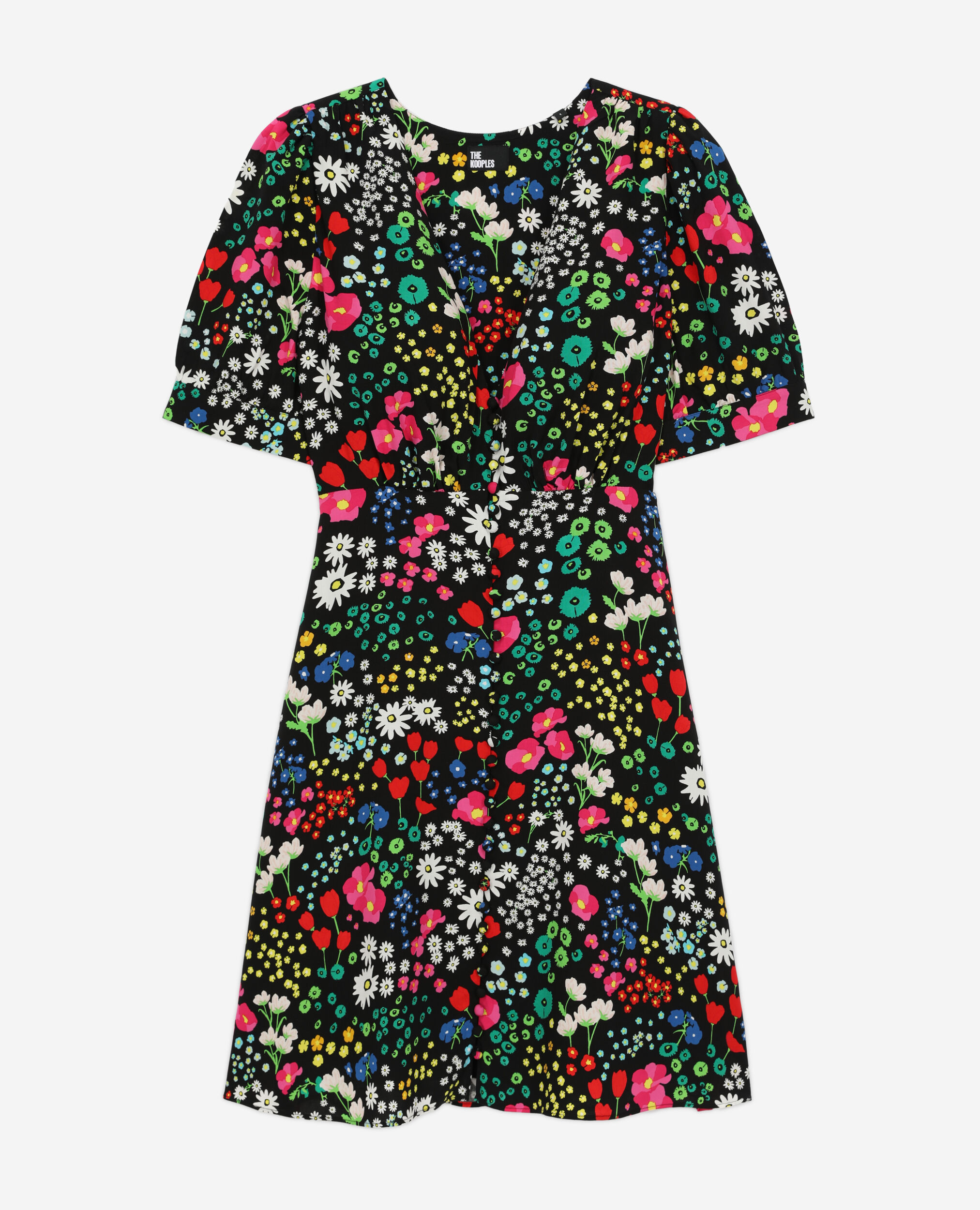Robe courte imprimée avec boutonnage