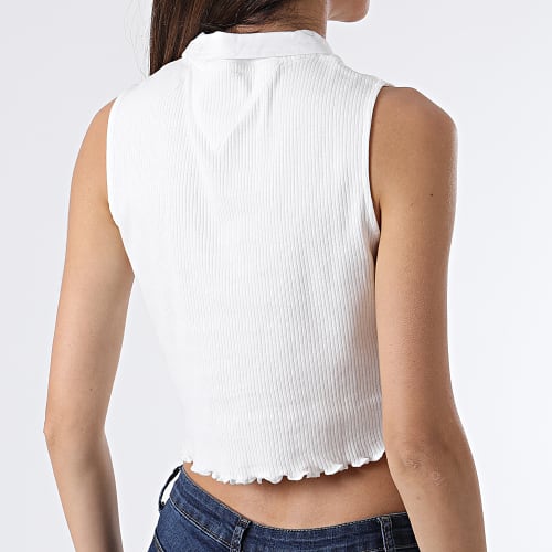 Polo Sans Manches Femme Crop 2532 Blanc