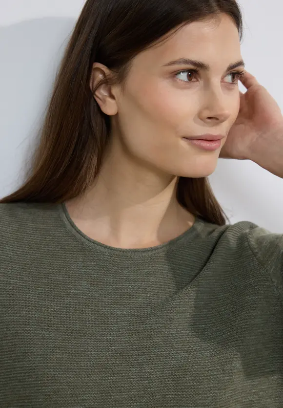Struktur Pullover - Heather strong khaki melange