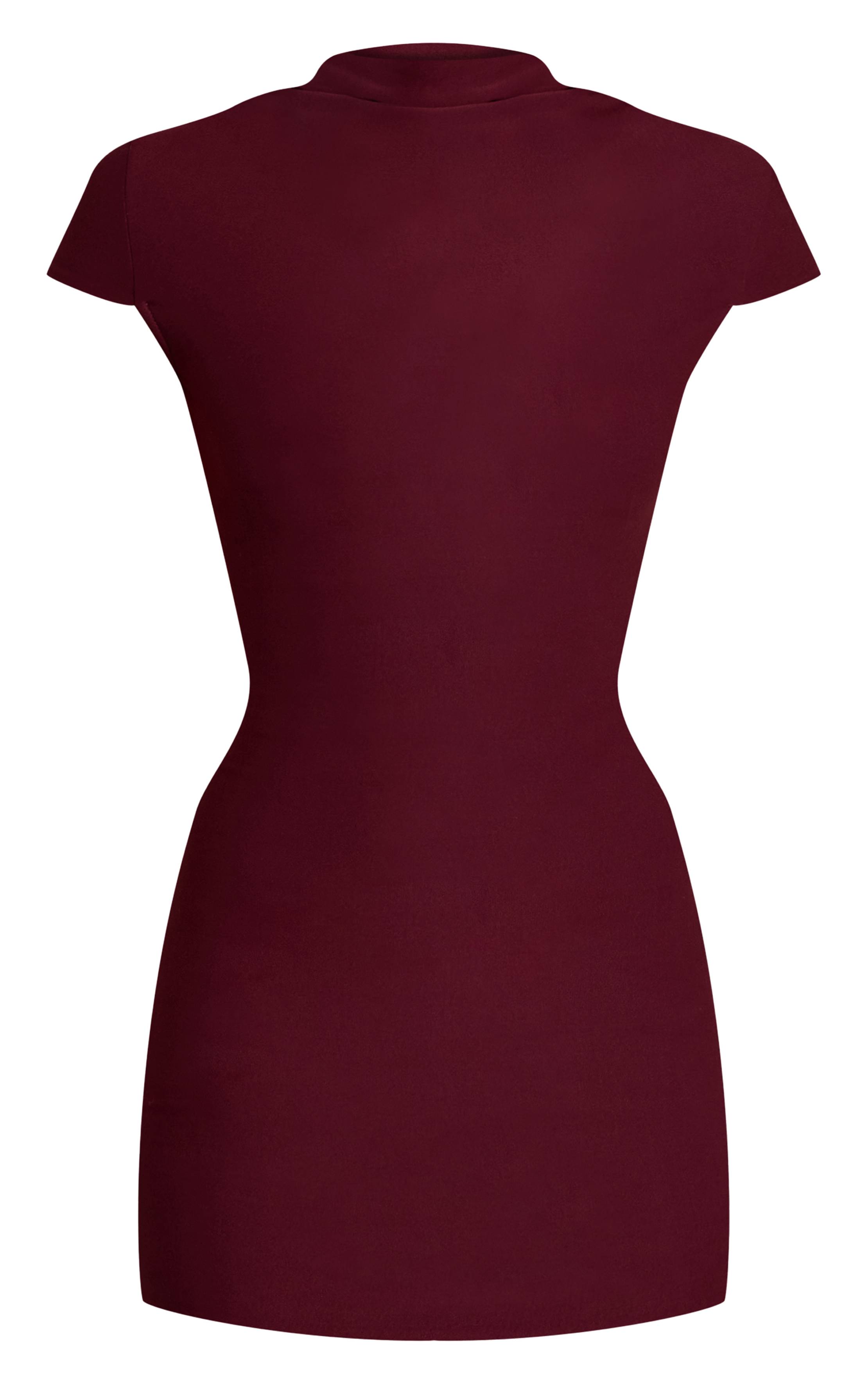 Prune Robe Moulante Col Montant Drapé Toucher Doux