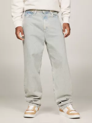 Calça jeans folgada estilo skatista com estampa de mármore