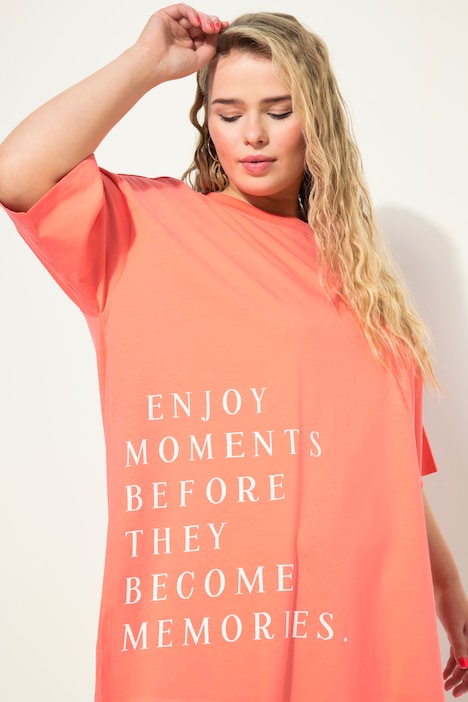 T-Shirt, oversized, Schrift Print, Rundhals, Halbarm