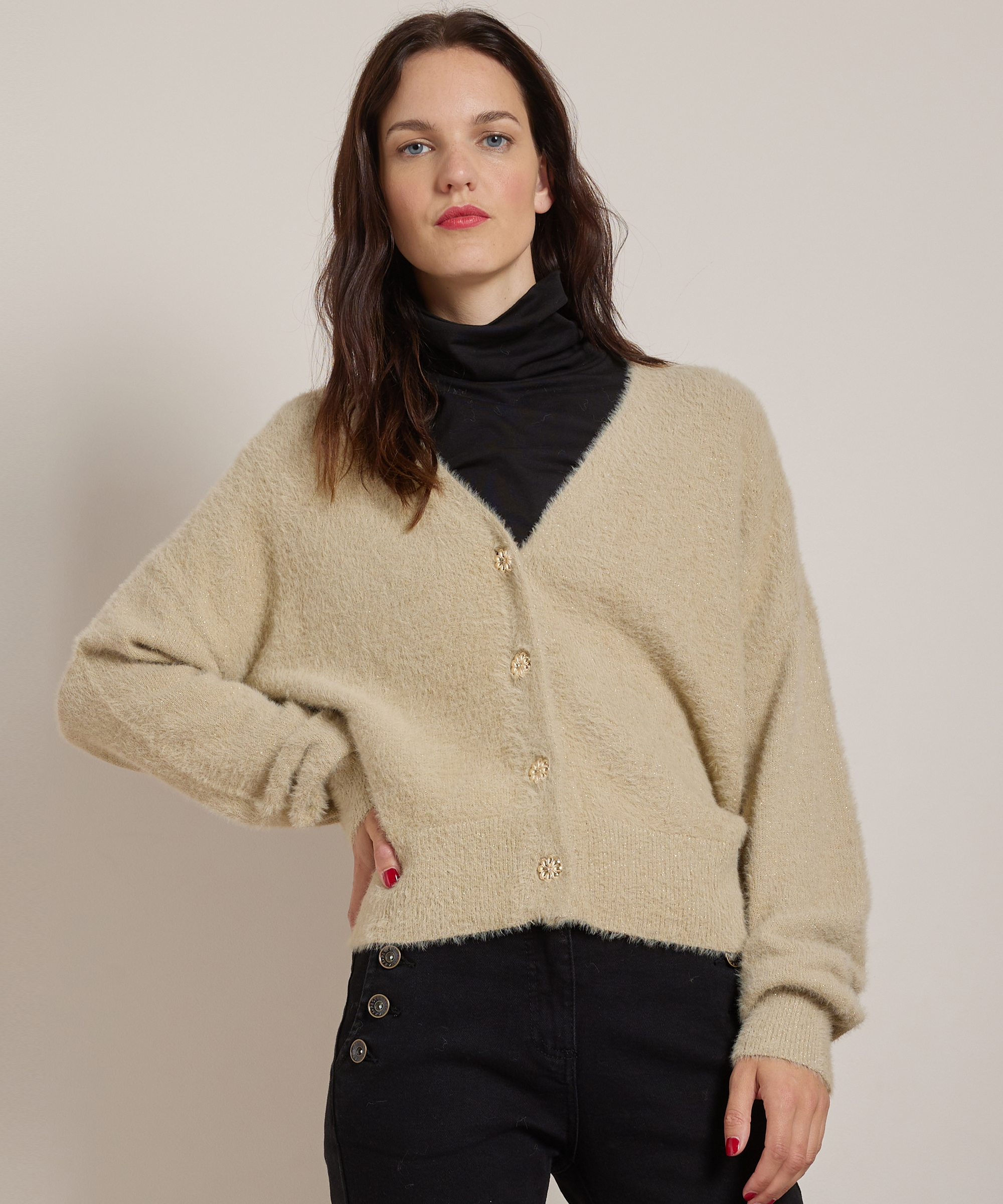 v-hals vest met knopen