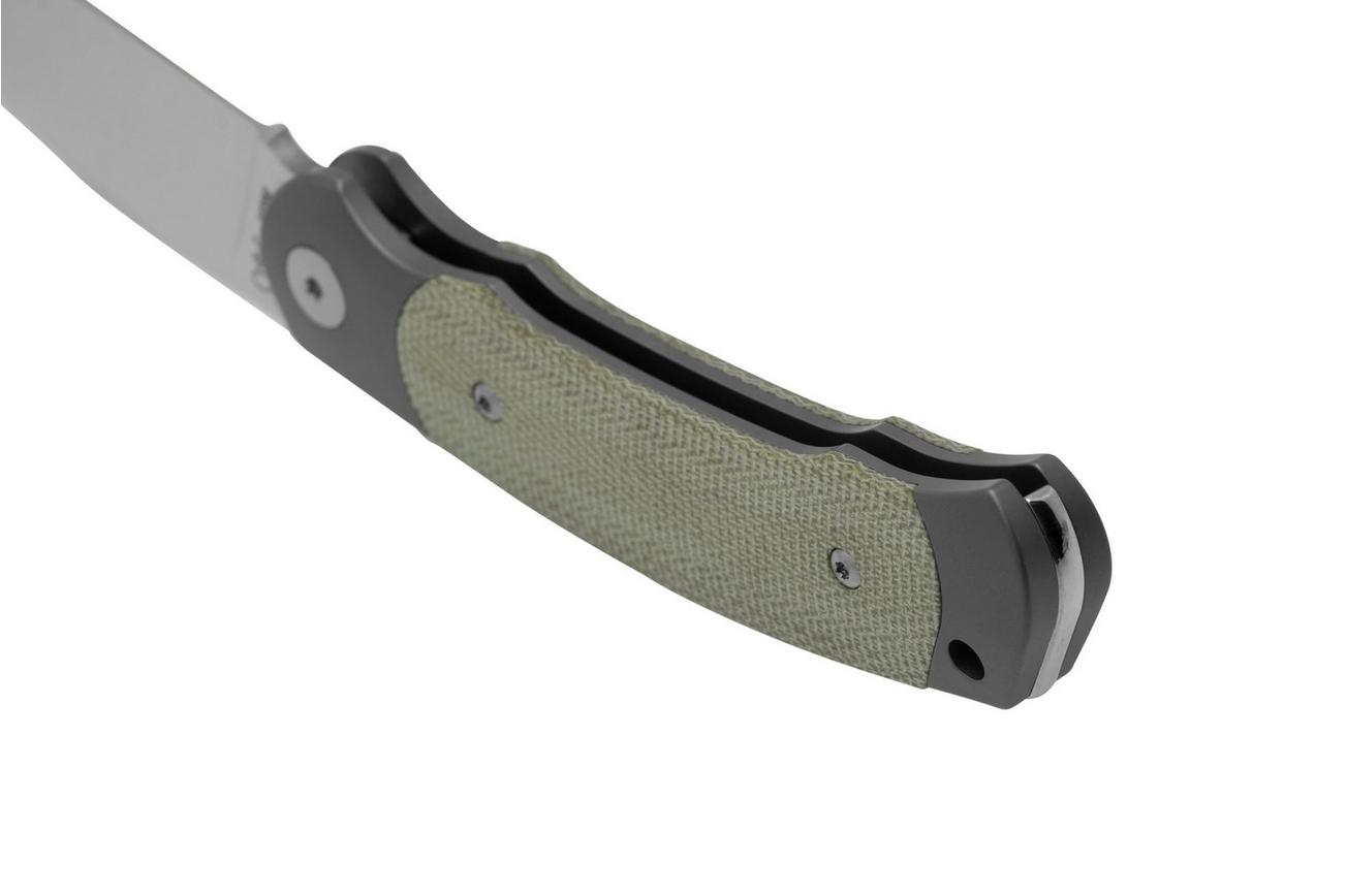 Viper Twin, V6002CG, Satin M390, Green Canvas Micarta zakmes, Fabrizio Silvestrelli design