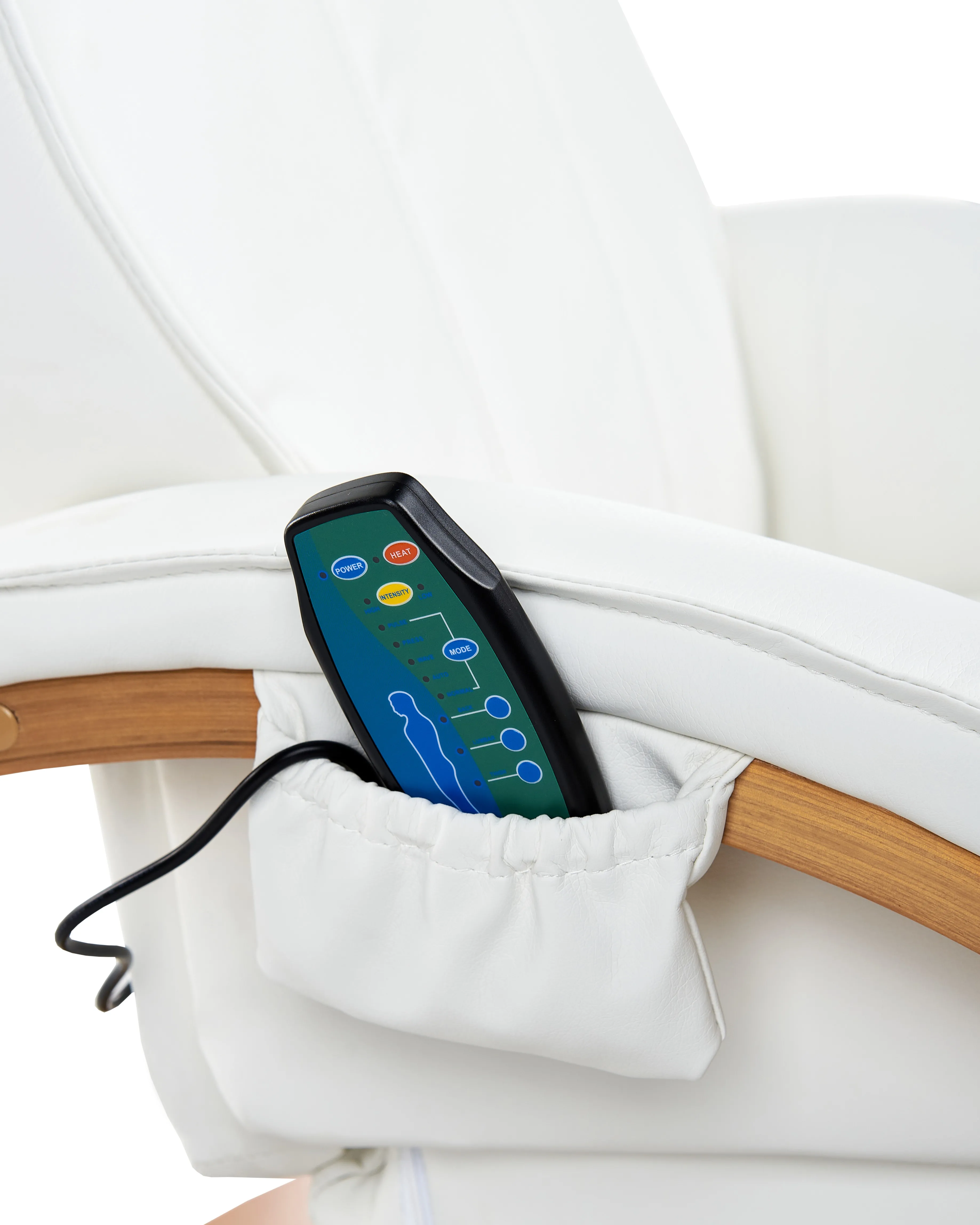 Massagestoel MAJESTIC met voetenbank Kunstleer Wit