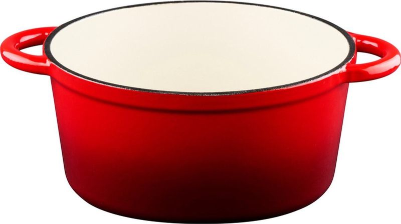 alpina Braadpan Gietijzer met Deksel - Bakpan ⌀ 24 cm - Alle Warmtebronnen - Rood
