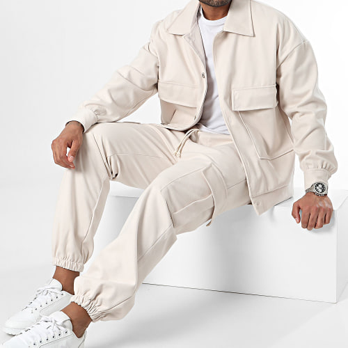 Ensemble Surchemise Et Pantalon Cargo Beige Clair