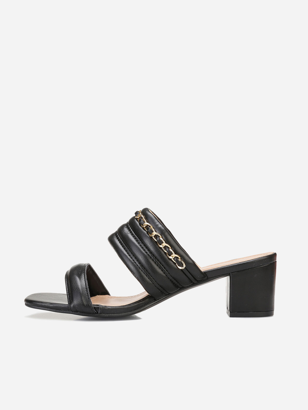 Mules matelassées à chaîne grandes tailles- Noir