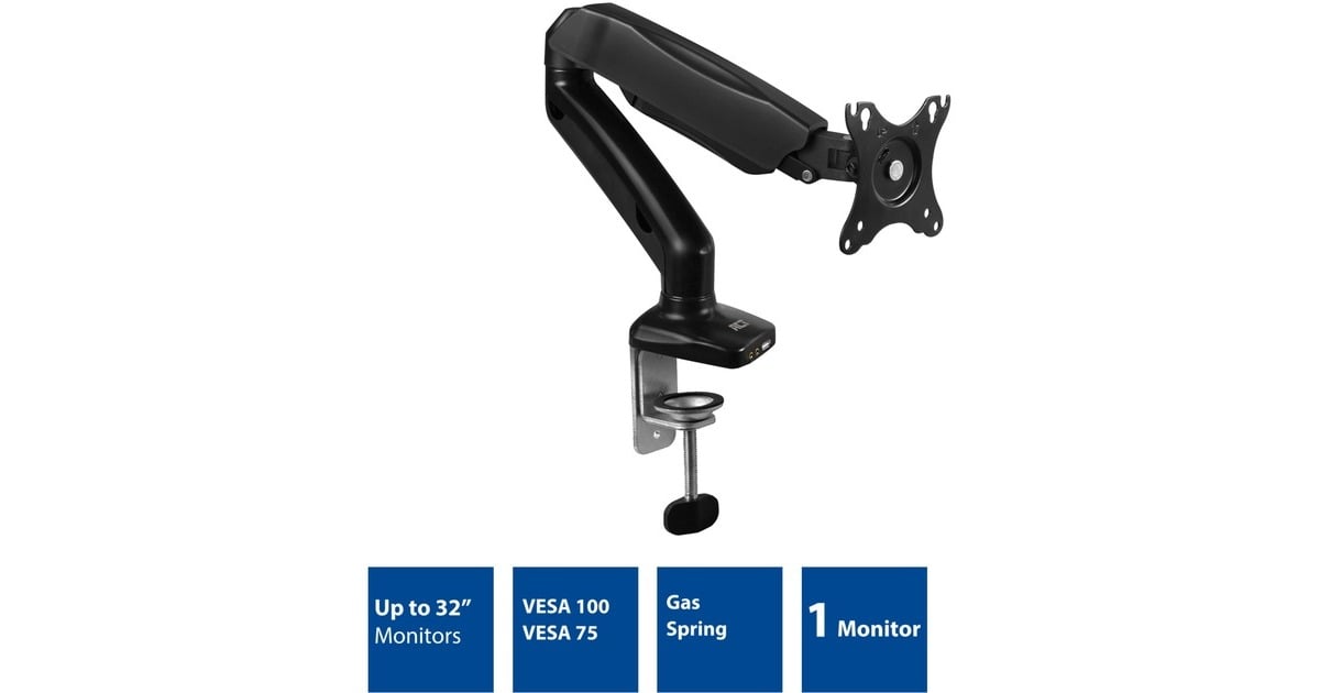 ACT ConnectivityMonitorarm office met gasveer, 1 scherm  (Zwart)