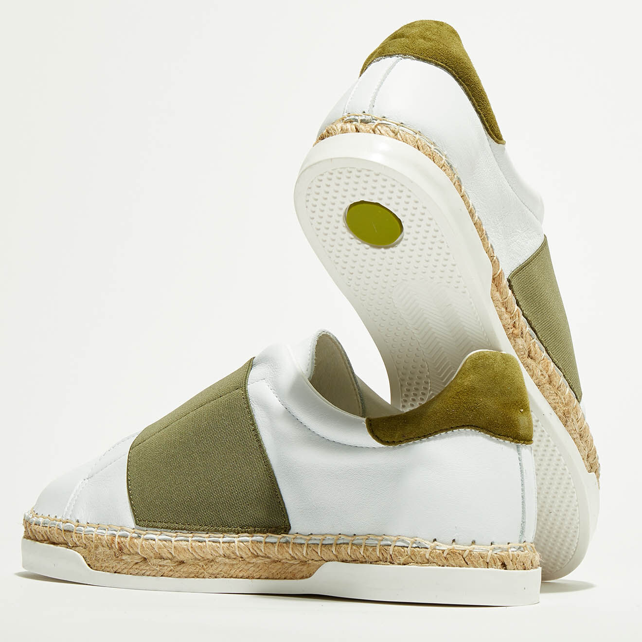 Canal Saint Martin Baskets espadrilles en Cuir Lancry blanc/kaki