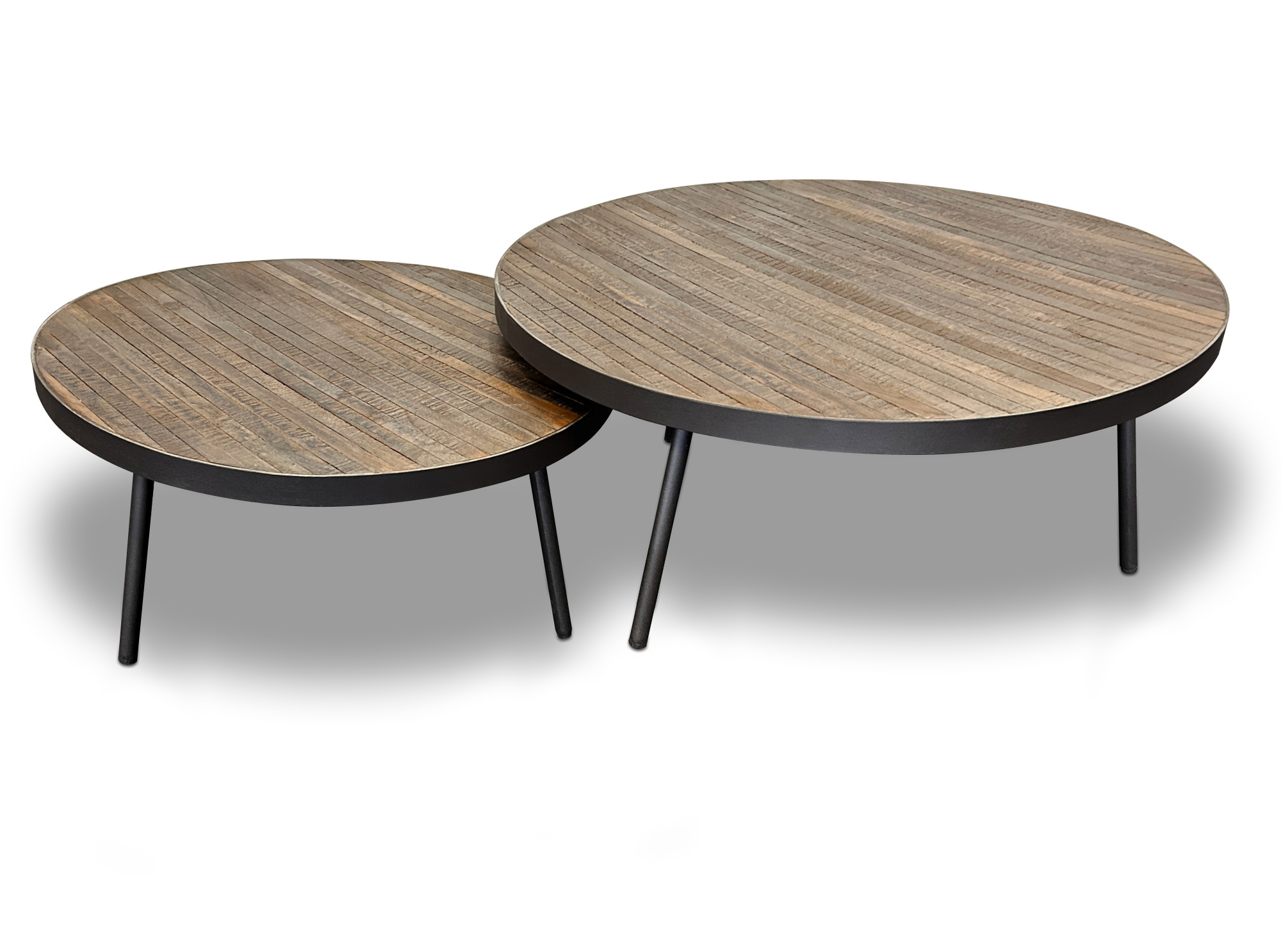 2er-Set Kaffeetisch 'Bondt', aus recyceltem Teak und Eisen von fischer's lagerhaus