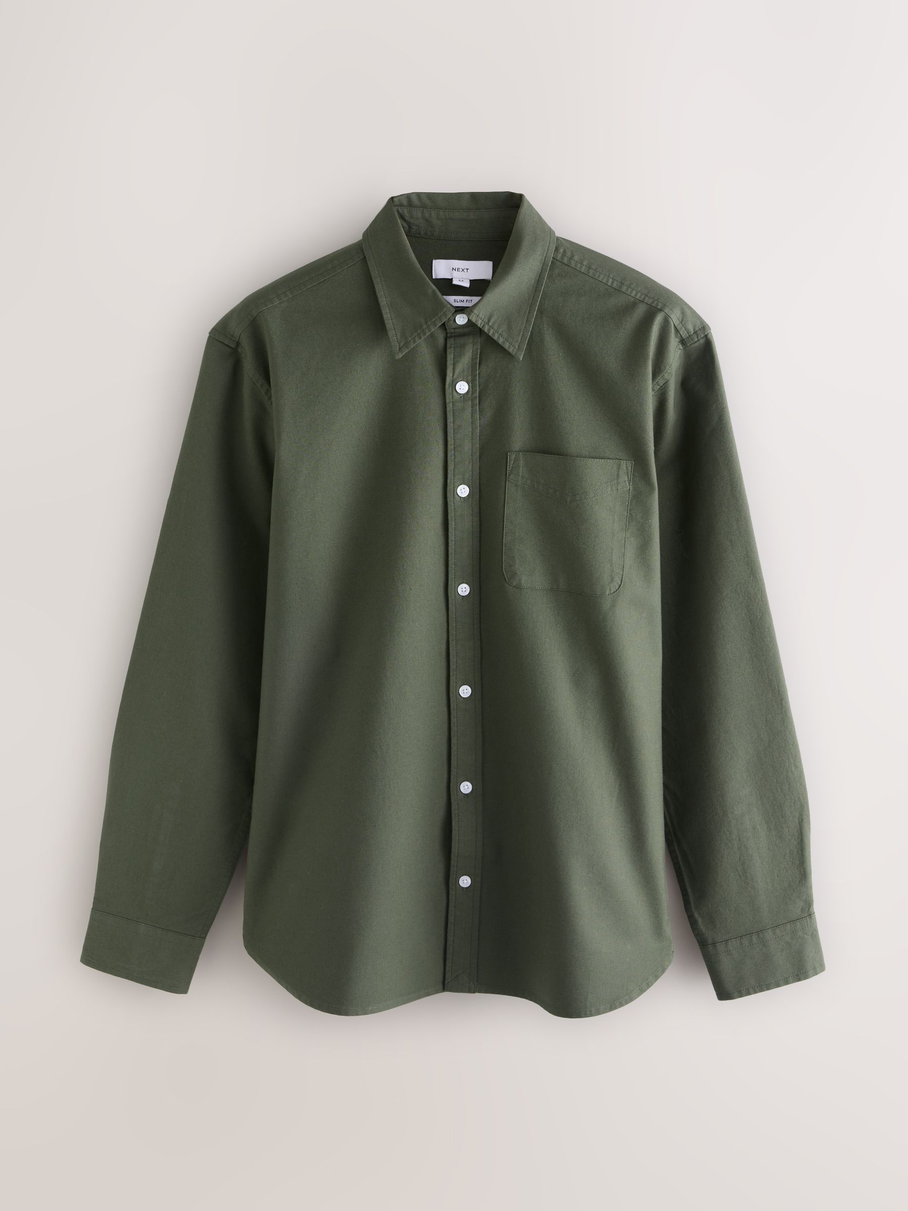 Donkergroen - Slim Fit - Oxford-hemd met lange mouwen