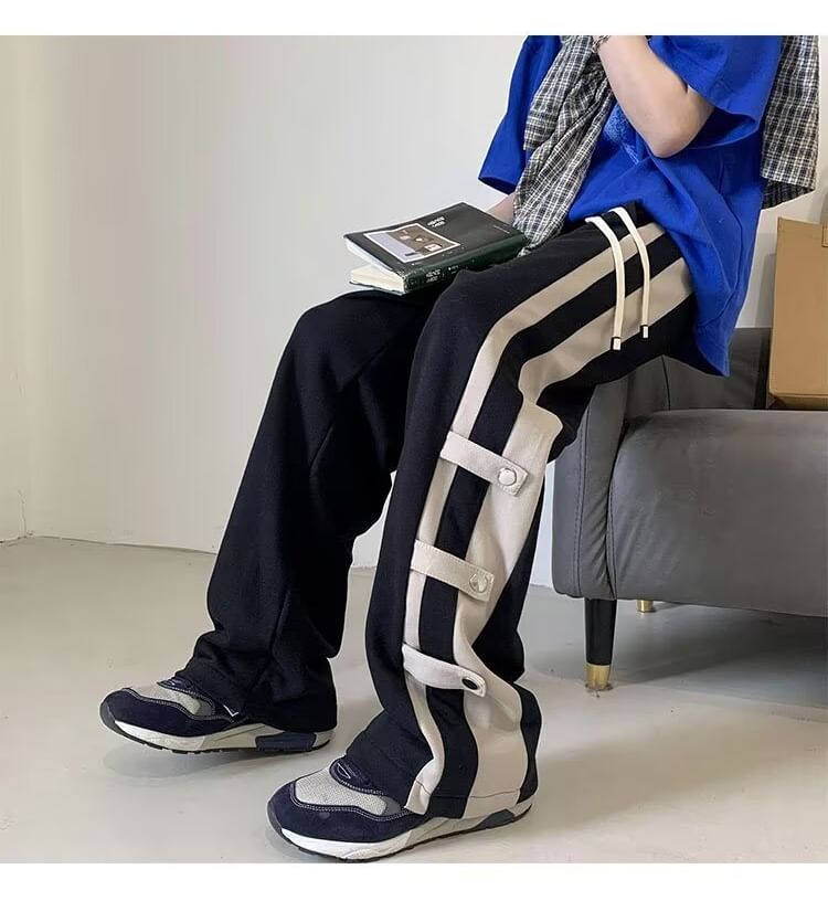 Nikoflin - Gestreepte broek met trekkoord in de taille en rechte pijpen
