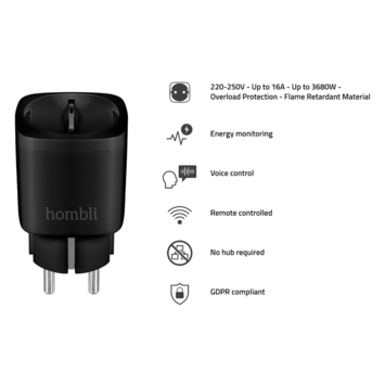 Hombli Slim Stopcontact Zwart