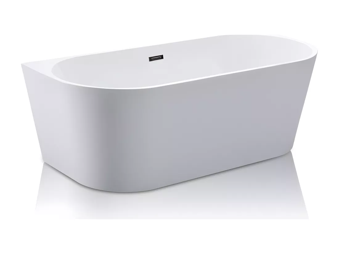 Baignoire semi îlot - 255L - 180 x 75 x 58 cm - Blanche - Acrylique - DIVINA