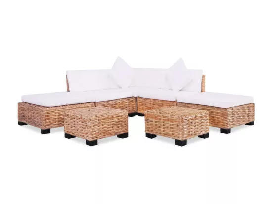 NETTLIFE Ensemble de canapés 18 pcs Rotin naturel