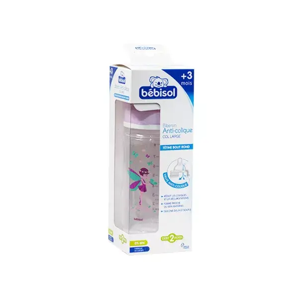 Bébisol Biberon Anti Colique Silicone Col Large +3m Pirate 240ml