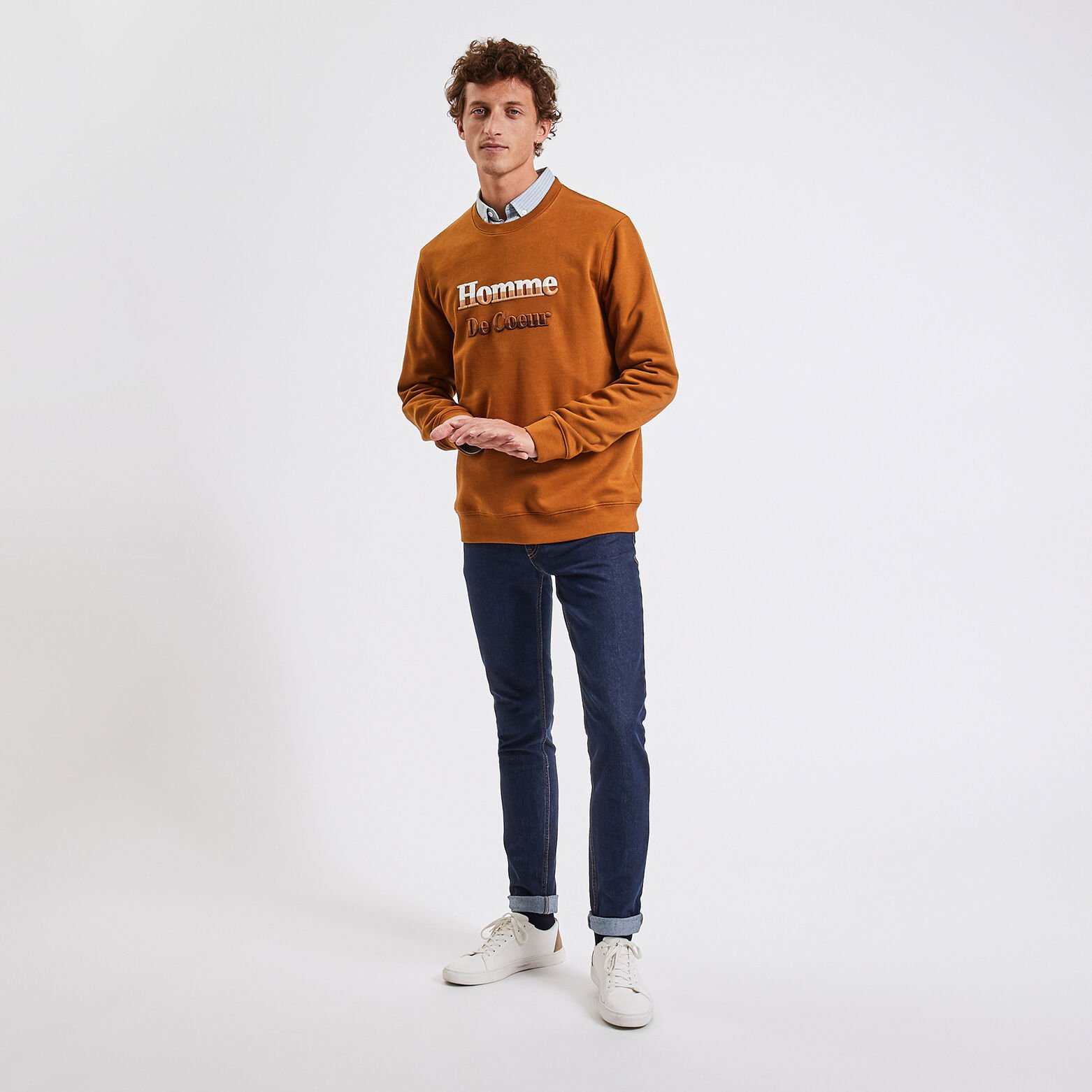 Jean slim en coton et polyester recyclés Bleu