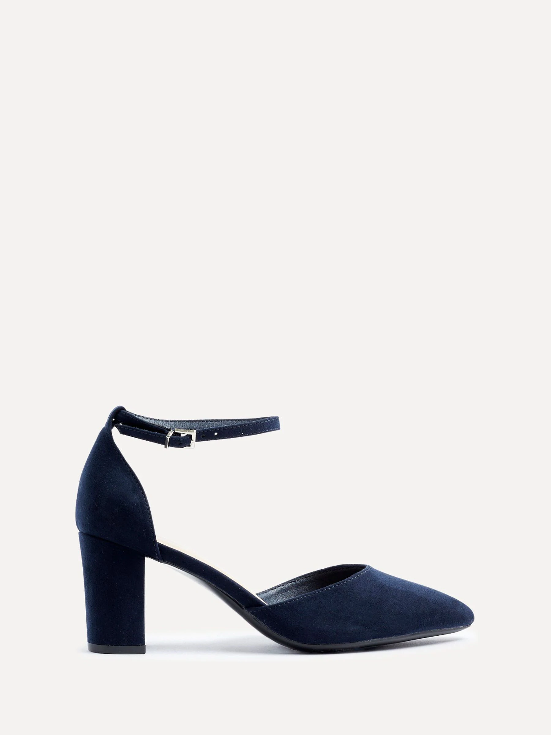 Blauw - Linzi Davina pumps met blokhak en dichte hiel