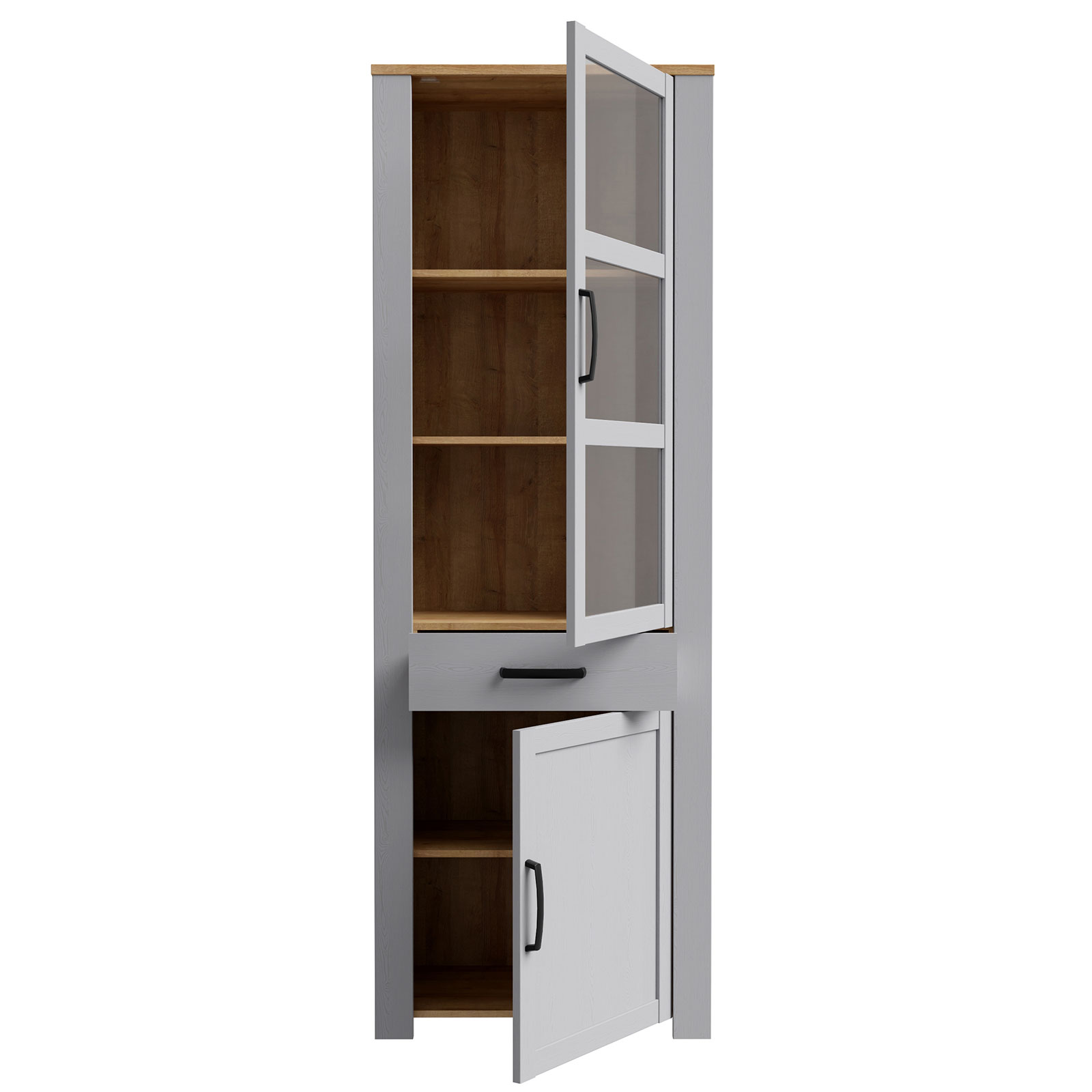 Standvitrine - Eiche grau - Riviera Eiche - 72 cm breit