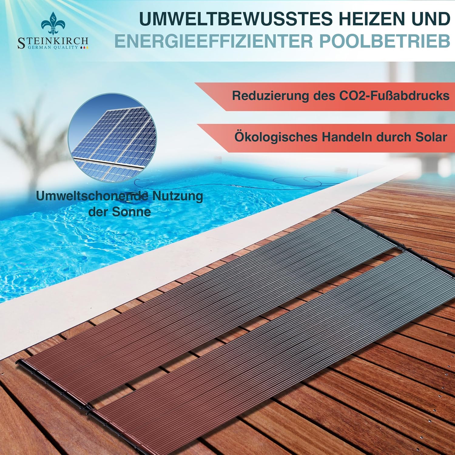 Poolheizung Solar Solarheizung Solarkollektor Solarmatte Solarabsorber Warmwasser Heizung Schwimmnadheizung 600cm x 70cm mit Bypass Pro 50mm