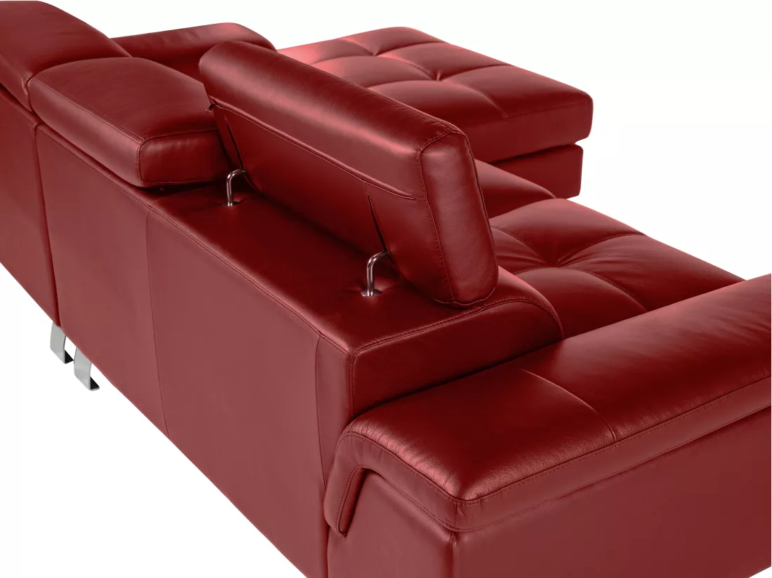 Canapé d'angle cuir MISHIMA - Rouge - Angle droit