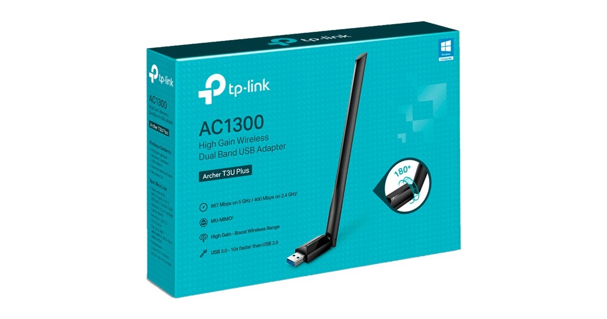 TP-LinkArcher T3U Plus wlan adapter  (Zwart)