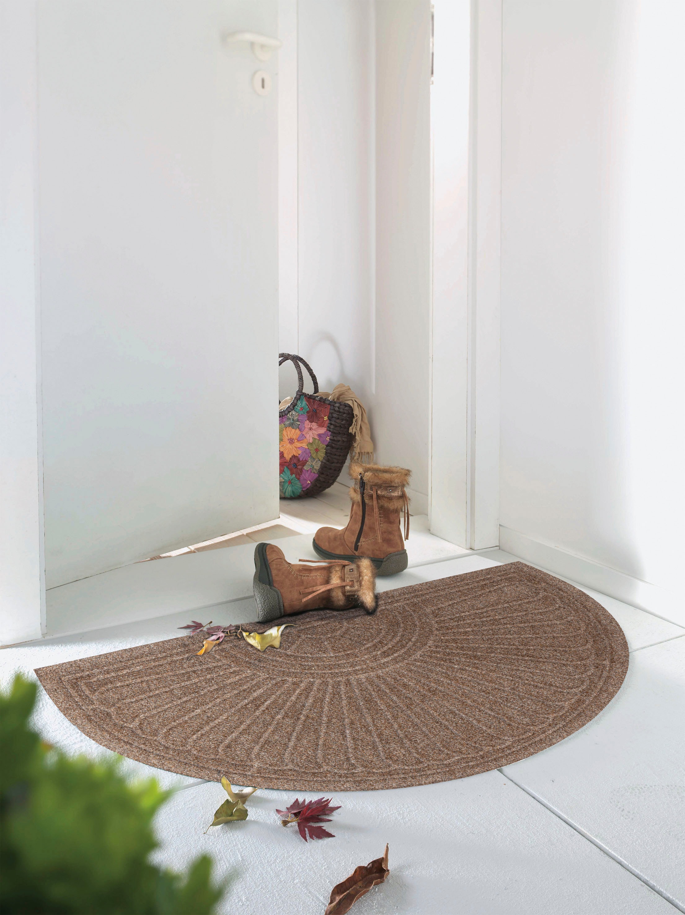 wash+dry by Kleen-Tex Fussmatte »DUNE Halfmoon taupe« rechteckig 8 mm Höhe Schmutzfangmatte, rutschhemmend, In- und Outdoor geeignet, waschbar