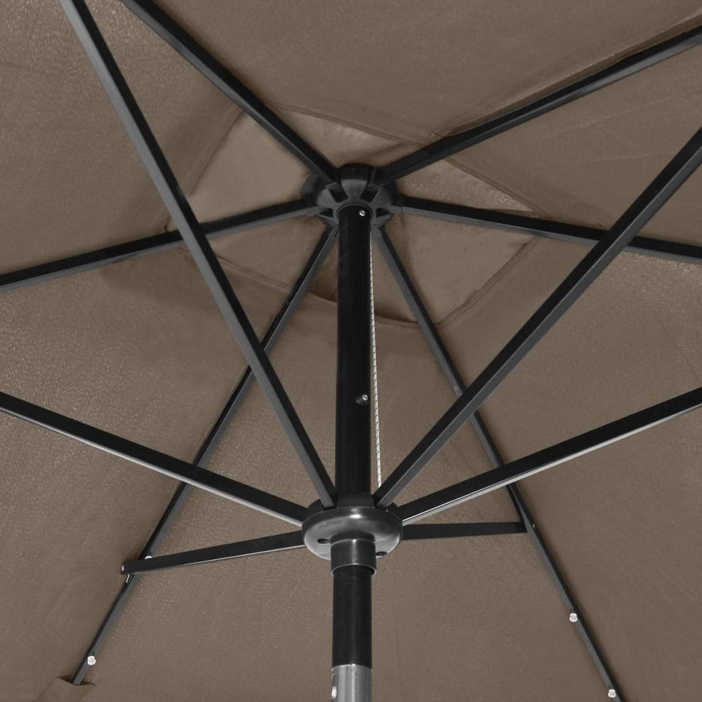 Parasol avec led et mât en acier taupe 2 x 3 m