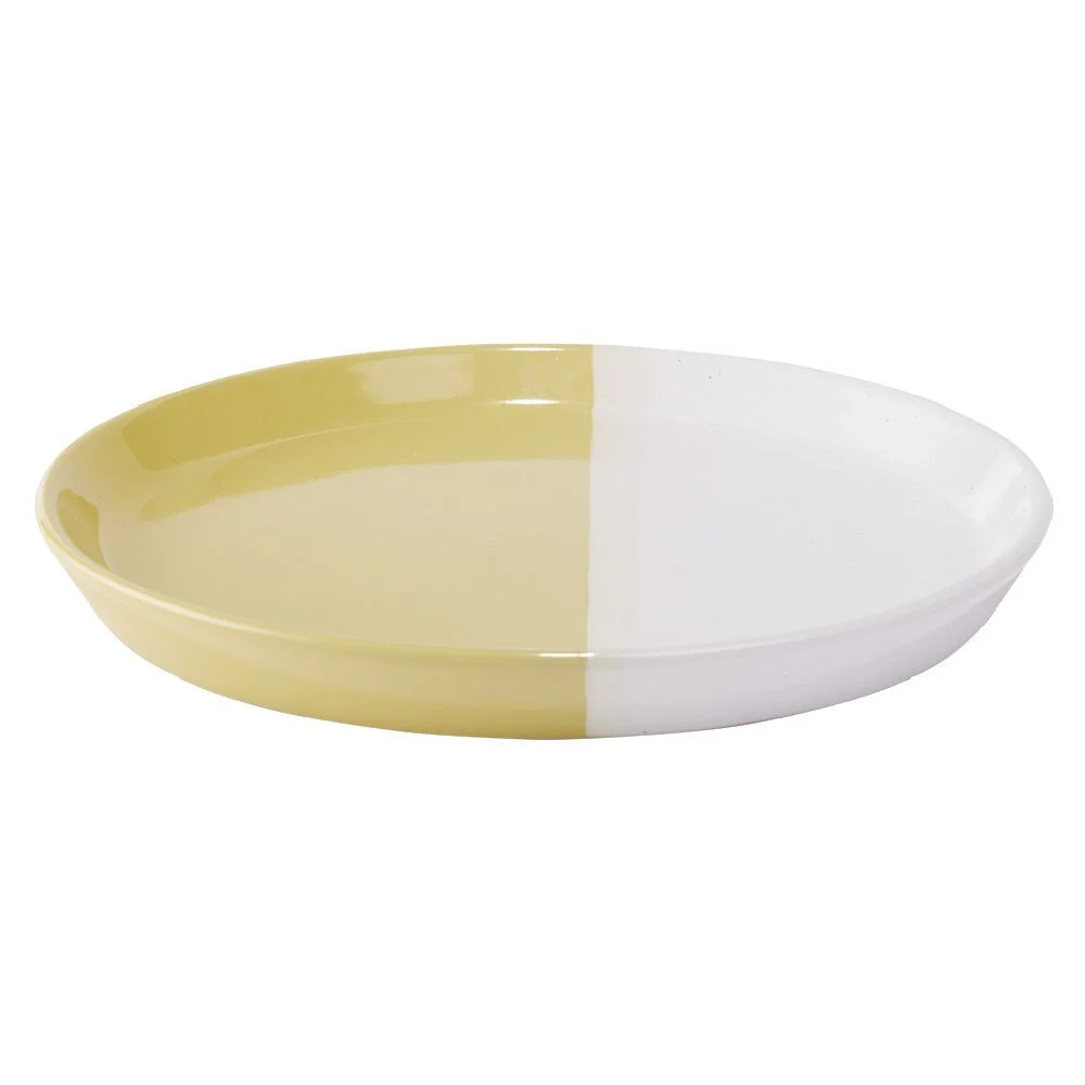 Assiette à dessert faïence blanc et beige Ø19cm