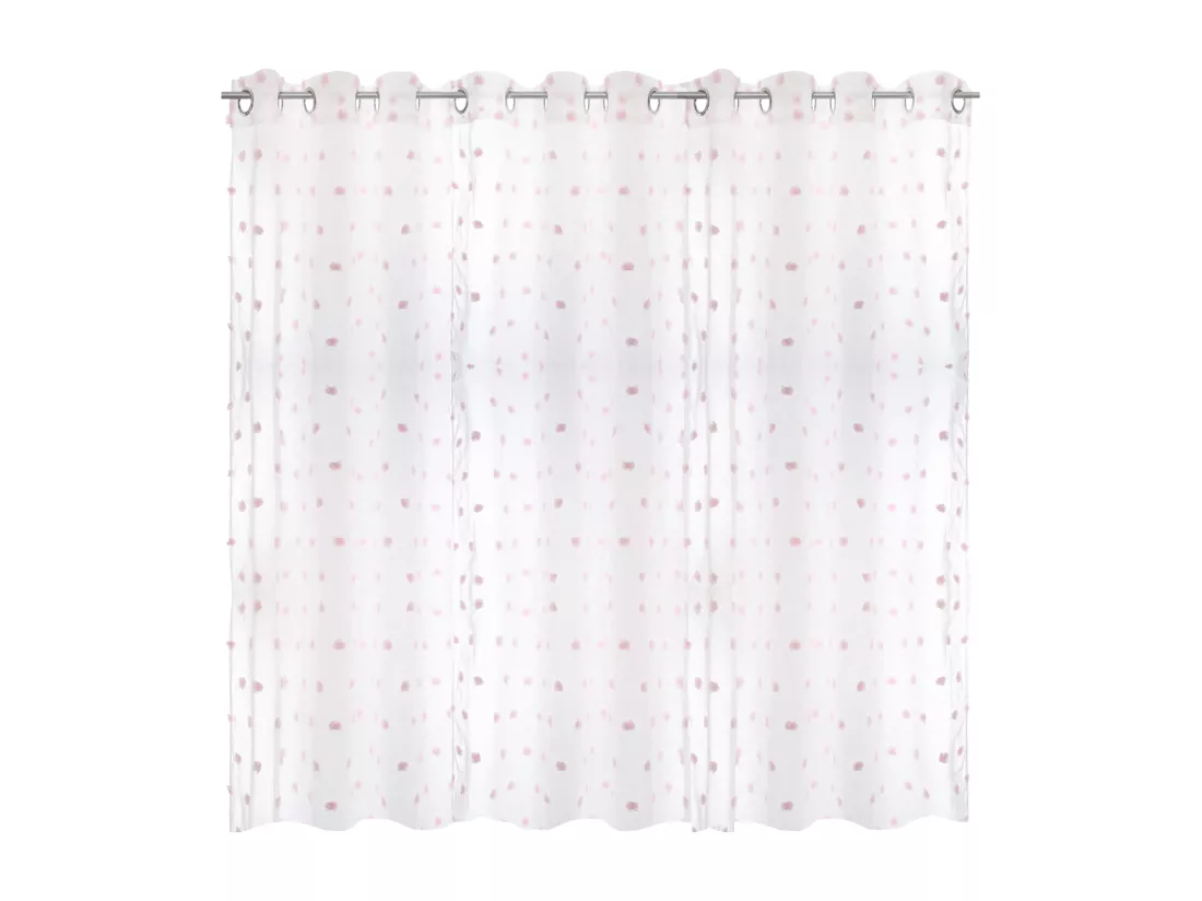 WELL HOME - Rideau enfant Pompons blancs et roses