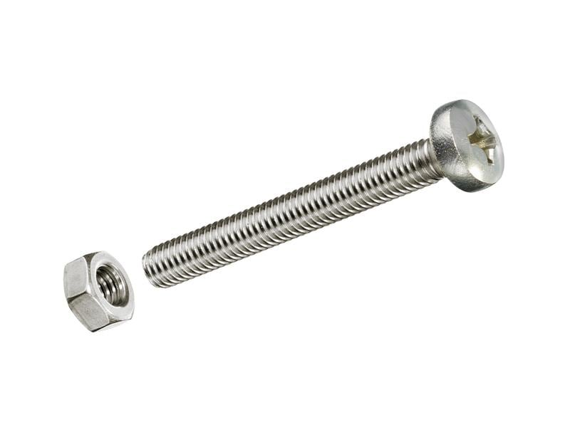 FTM Metrische Schrauben M 4 x 25 mm mit Muttern Edelstahl, DIN 7985 A2 Linsenkopf Gewindeschrauben aus rostfreiem Edelstahl