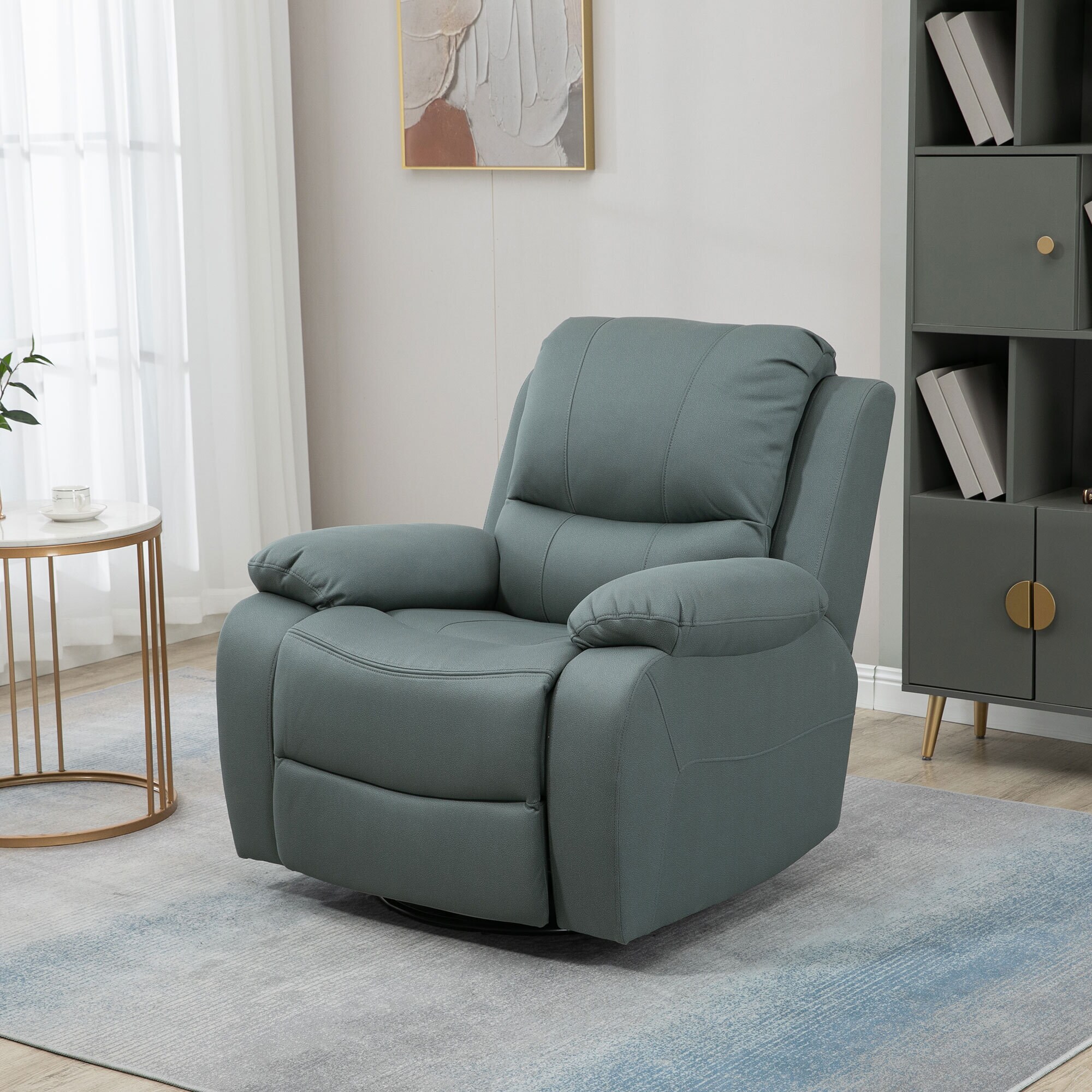 HOMCOM Relaxsessel mit Rückenkissen grün 93L x 100B x 98H cm